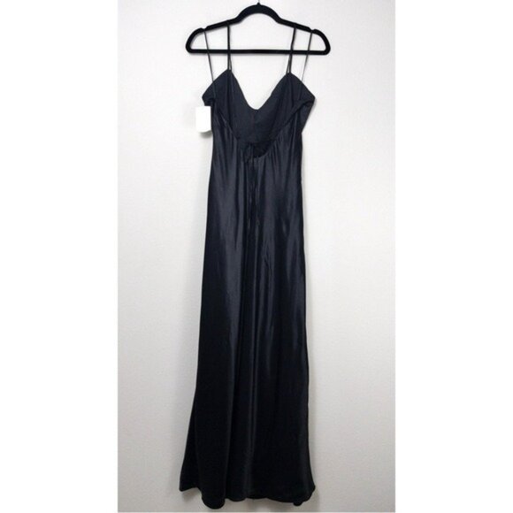 NWT Birgitte Herskind Timo Silk Maxi Slip Dress 40 Black 8 Maternity Friendly - Picture 6 of 10